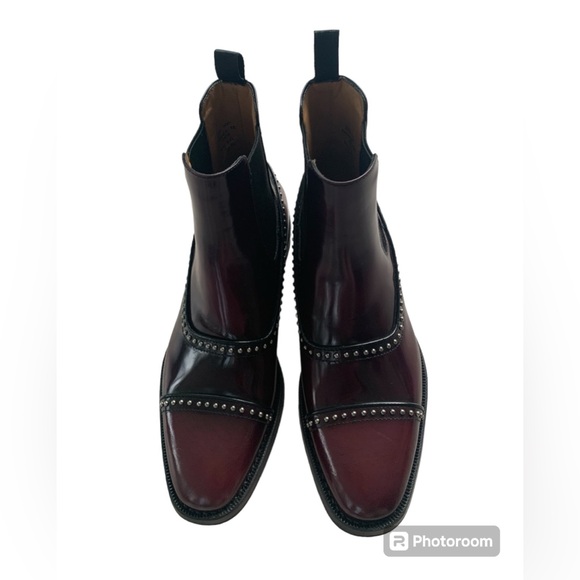 ❤️🍀❤️ CHURCH’S Anjelica Polished Fumè Chelsea Boot Stud burgundy size  6 US - Picture 4 of 13